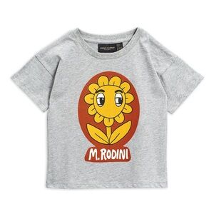 Mini Rodini Grey Melange Flower T-Shirt